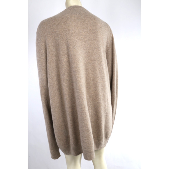 Beige Cashmere Oversized V-Neck Sweater Long Sleeve Soft Luxury Knit Size L - Picture 6 of 8